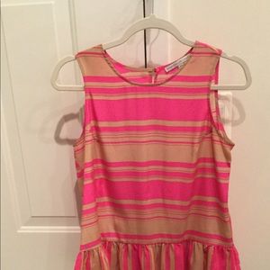 Striped Hot Pink & Beige Silk Blouse